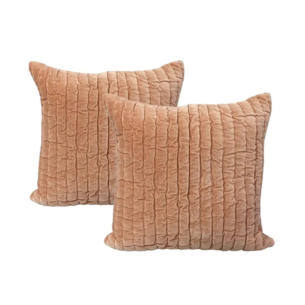 Minerva Blush Twin Pack Cotton Velvet Embroidered Cushion Polyester Filled by Cloud Linen - Home & Garden > Decor >