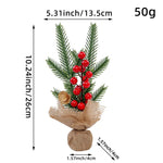 Mini Christmas Pine Tree Decoration - 10.24 Inches Tall with Red Berries and Burlap Base (4 trees) - Occasions >