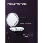 Mini Mix Diamond 1X/2X Magnifying Round Metal Pocket Makeup Mirror (Silver) - Health & Beauty > Makeup > Makeup Mirrors