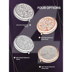 Mini Small Diamond 1X/2X Magnifying Round Metal Pocket Makeup Mirror (Silver) - Health & Beauty > Makeup > Makeup