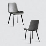 Minimal List Dining Chairs PU Retro Chair Cafe Kitchen Modern Metal Legs x 2 Grey - Furniture > Dining