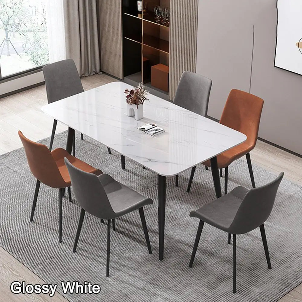 Minimal List Dining Chairs PU Retro Chair Cafe Kitchen Modern Metal Legs x 2 Grey - Furniture > Dining