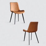 Minimal List Dining Chairs PU Retro Chair Cafe Kitchen Modern Metal Legs x 2 Brown - Furniture > Dining