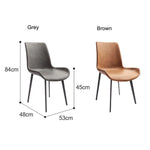 Minimal List Dining Chairs PU Retro Chair Cafe Kitchen Modern Metal Legs x 2 Grey - Furniture > Dining