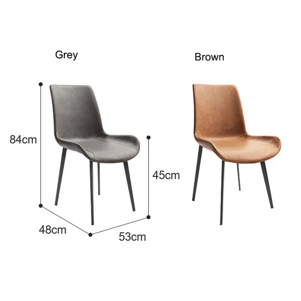 Minimal List Dining Chairs PU Retro Chair Cafe Kitchen Modern Metal Legs x 2 Grey - Furniture > Dining