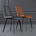 Minimal List Dining Chairs PU Retro Chair Cafe Kitchen Modern Metal Legs x 2 Grey - Furniture > Dining