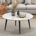 Minimalist Marble Effect Round Coffee Table - Furniture > Living Room