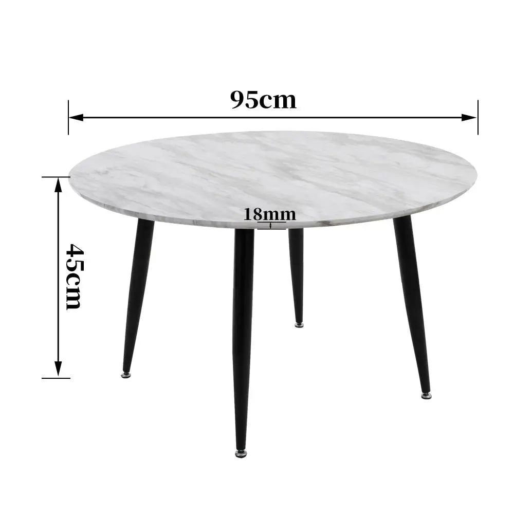 Minimalist Marble Effect Round Coffee Table - Furniture > Living Room