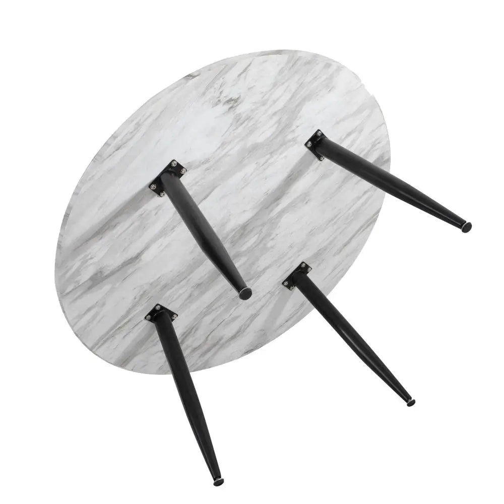 Minimalist Marble Effect Round Coffee Table - Furniture > Living Room