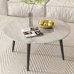 Minimalist Marble Effect Round Coffee Table - Furniture > Living Room