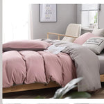 Mint Green And Grey Stitching Ultra-Soft Solid Color 4-Piece Bedding Set - Queen Size(Suitable for 2m bed) - Home &