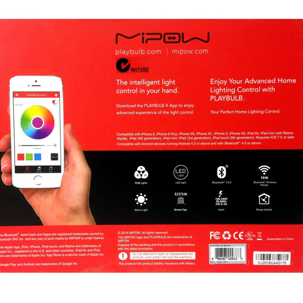 MiPow Playbulb STUDIO Gift Set Novelty LED Light Bulb & Candle Bluetooth Audio - Occasions > Party Lights