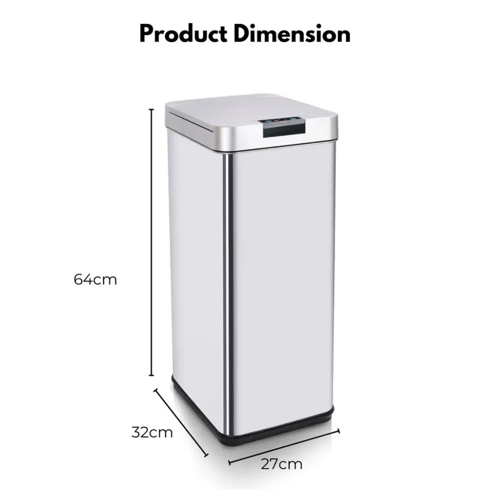 MIRAKLASS Sensor Bin 50L Narrow Silver Square MK-SB-110-JR - Home & Garden > Kitchen Bins