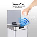 MIRAKLASS Sensor Bin 50L Narrow Silver Square MK-SB-110-JR - Home & Garden > Kitchen Bins