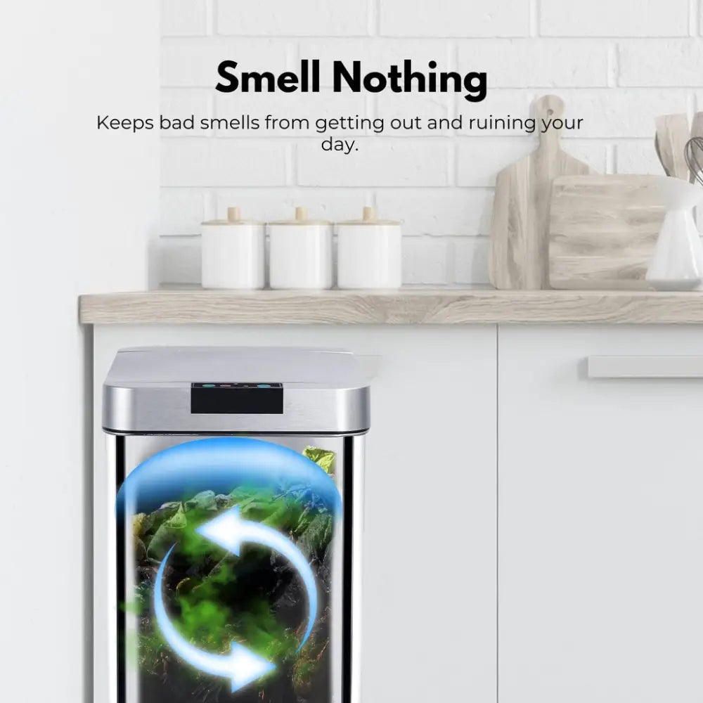 MIRAKLASS Sensor Bin 50L Narrow Silver Square MK-SB-110-JR - Home & Garden > Kitchen Bins