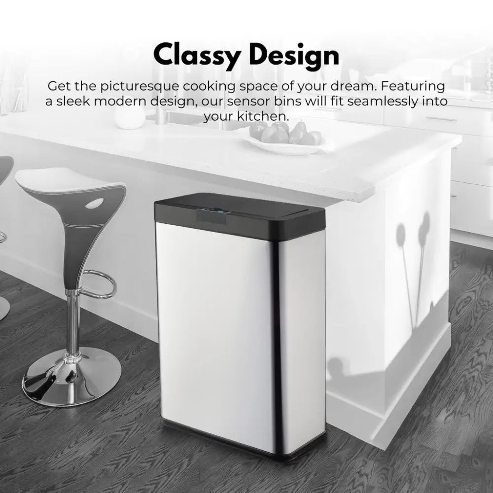 MIRAKLASS Sensor Bin 50L Wide Black Square MK-SB-109-JR - Home & Garden > Kitchen Bins
