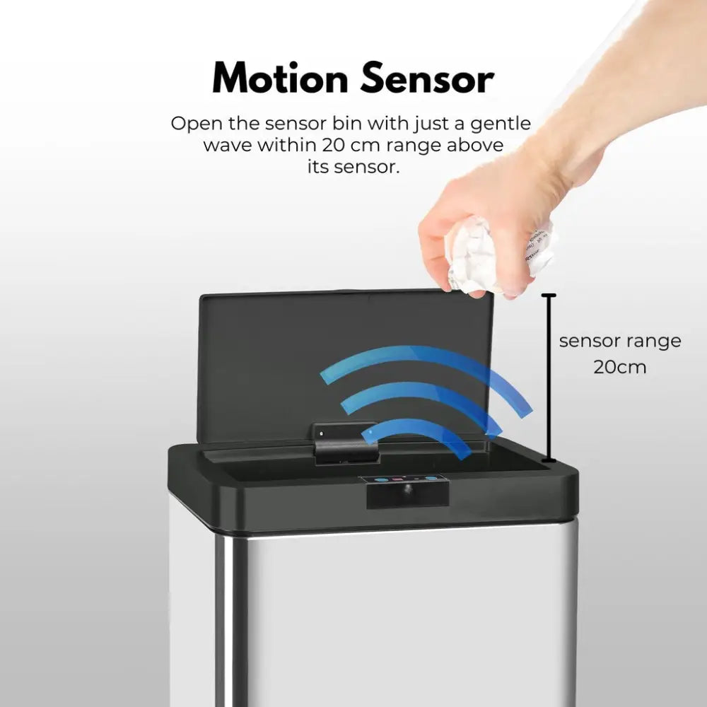 MIRAKLASS Sensor Bin 50L Wide Black Square MK-SB-109-JR - Home & Garden > Kitchen Bins