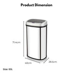 MIRAKLASS Sensor Bin 60L Mirror Oval MK-SB-100-JR - Home & Garden > Kitchen Bins