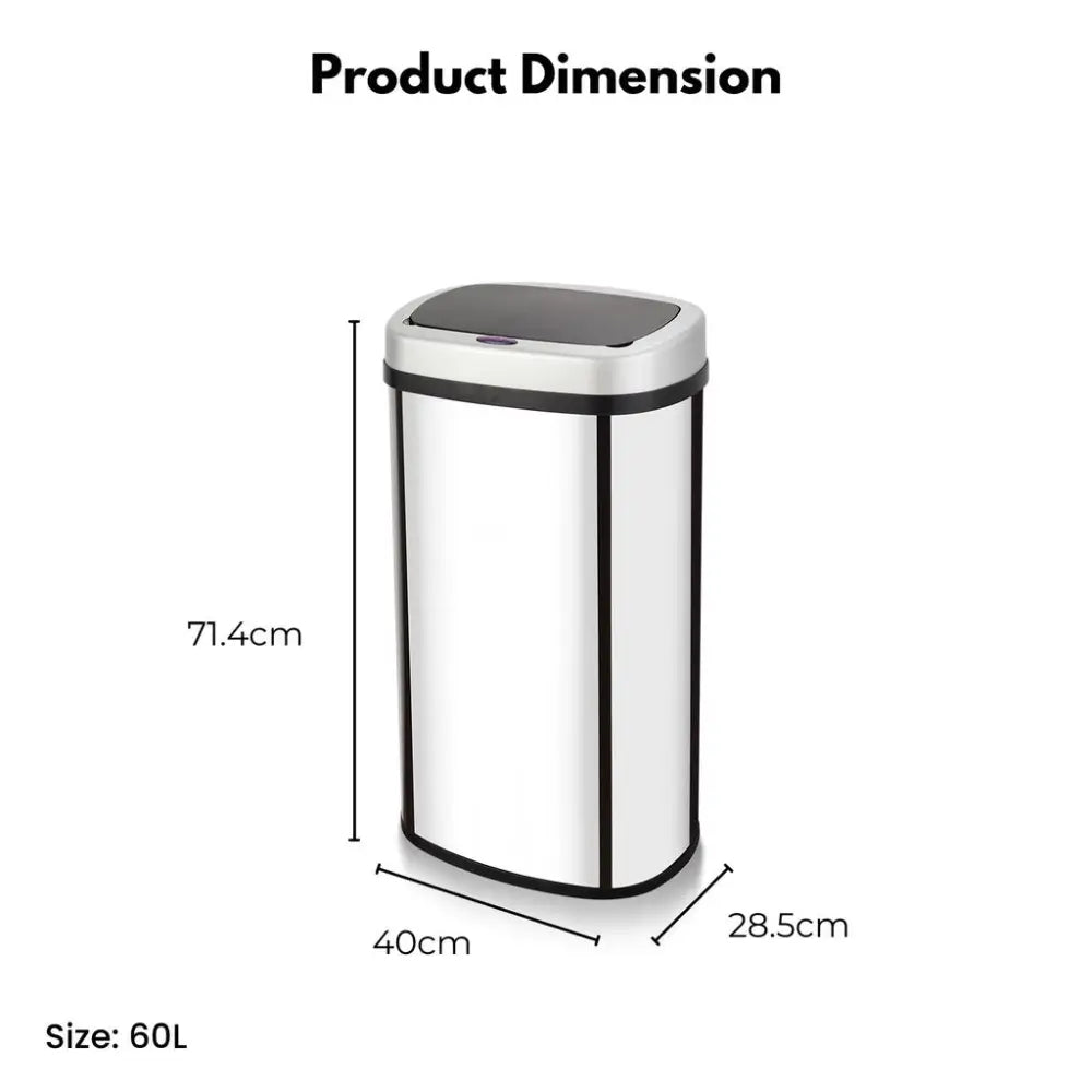 MIRAKLASS Sensor Bin 60L Mirror Oval MK-SB-100-JR - Home & Garden > Kitchen Bins