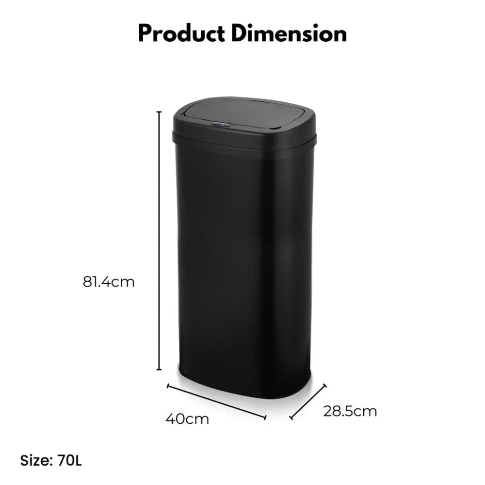 MIRAKLASS Sensor Bin 70L Black Oval MK-SB-104-JR - Home & Garden > Kitchen Bins