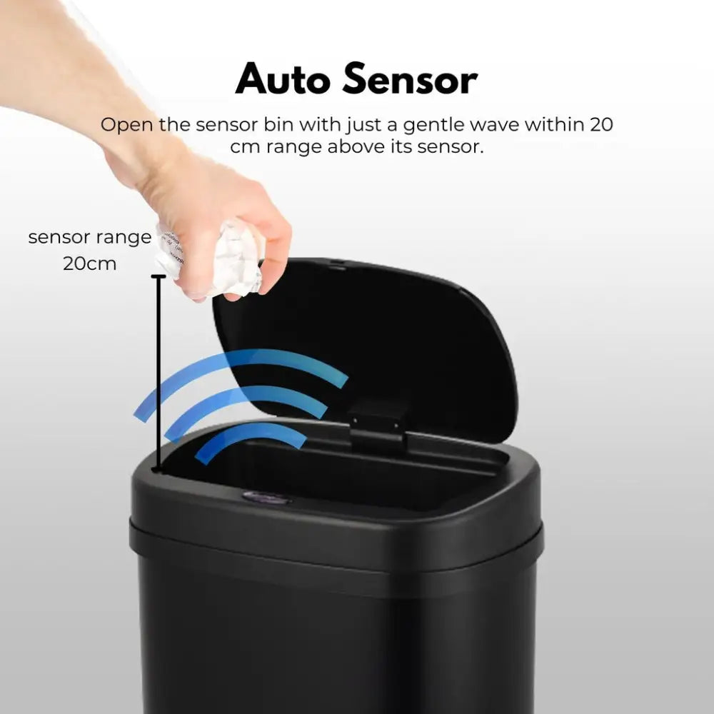 MIRAKLASS Sensor Bin 70L Black Oval MK-SB-104-JR - Home & Garden > Kitchen Bins