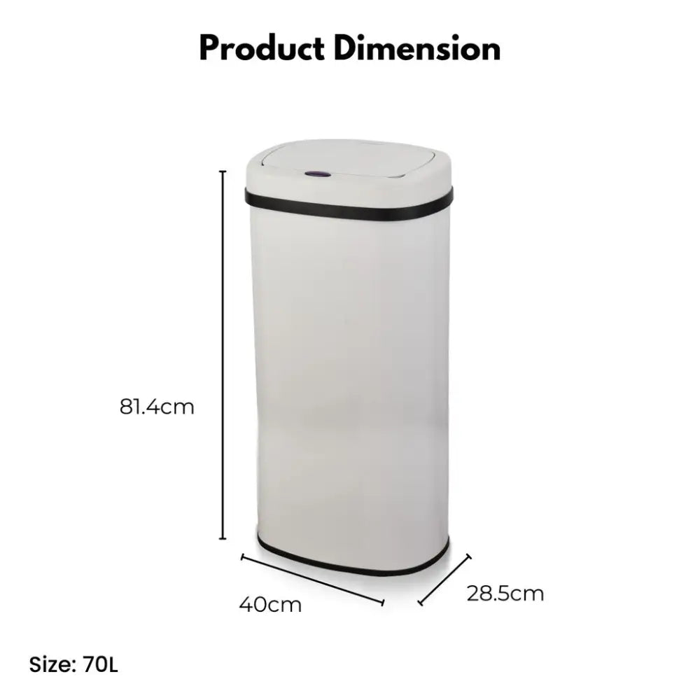 MIRAKLASS Sensor Bin 70L White Oval MK-SB-105-JR - Home & Garden > Kitchen Bins