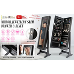 Mirror Jewellery Cabinet Organiser 2 Drawers LOWE 146cm BLACK - Health & Beauty > Cosmetic Storage > Makeup