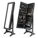 Mirror Jewellery Cabinet Organiser 2 Drawers LOWE 146cm BLACK - Health & Beauty > Cosmetic Storage > Makeup