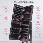 Mirror Jewellery Cabinet Organiser 2 Drawers LOWE 146cm BLACK - Health & Beauty > Cosmetic Storage > Makeup