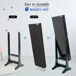 Mirror Jewellery Cabinet Organiser 2 Drawers LOWE 146cm BLACK - Health & Beauty > Cosmetic Storage > Makeup
