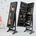 Mirror Jewellery Cabinet Organiser 2 Drawers LOWE 146cm BLACK - Health & Beauty > Cosmetic Storage > Makeup