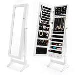 Mirror Jewellery Cabinet Organiser 2 Drawers LOWE 146cm WHITE - Health & Beauty > Cosmetic Storage > Makeup