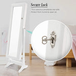Mirror Jewellery Cabinet Organiser 2 Drawers LOWE 146cm WHITE - Health & Beauty > Cosmetic Storage > Makeup