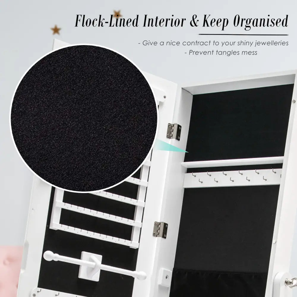 Mirror Jewellery Cabinet Organiser 2 Drawers LOWE 146cm WHITE - Health & Beauty > Cosmetic Storage > Makeup