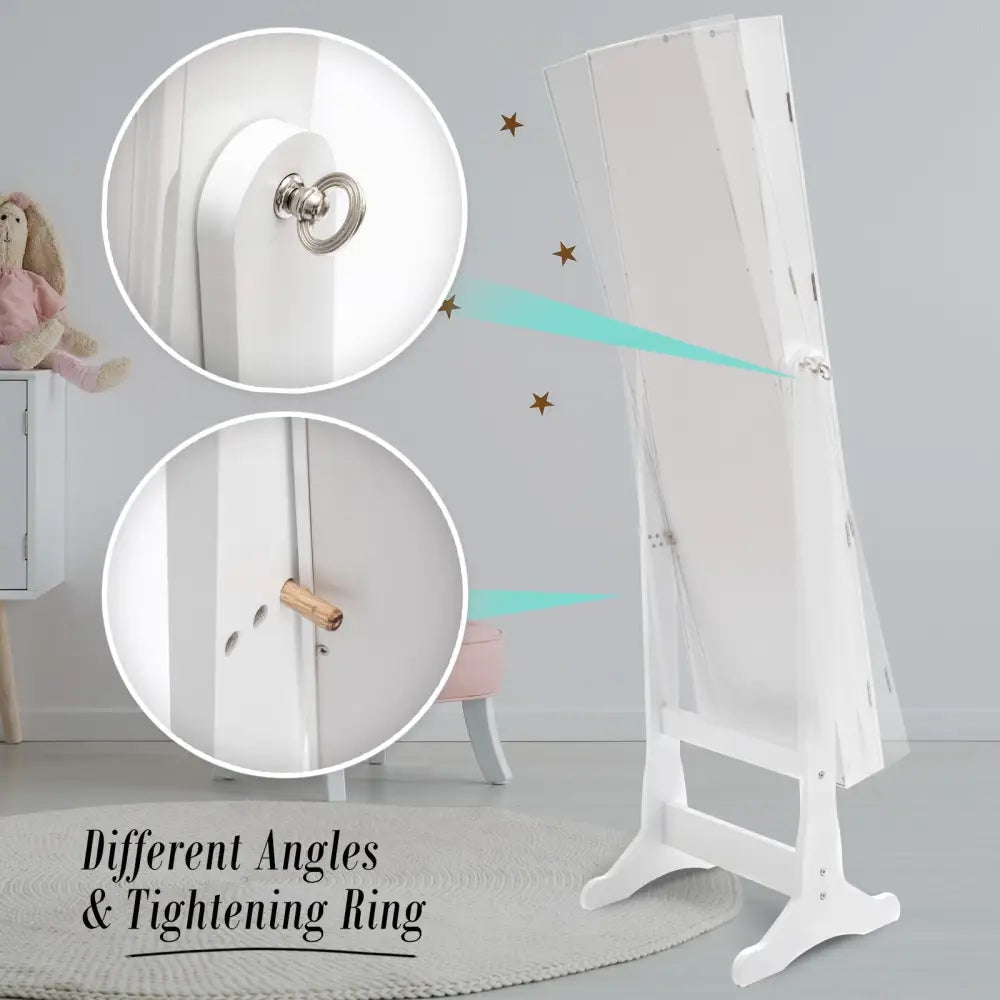 Mirror Jewellery Cabinet Organiser 2 Drawers LOWE 146cm WHITE - Health & Beauty > Cosmetic Storage > Makeup