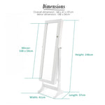 Mirror Jewellery Cabinet Organiser 2 Drawers LOWE 146cm WHITE - Health & Beauty > Cosmetic Storage > Makeup