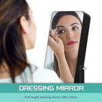 Mirror Jewellery Cabinet Organiser LED 146cm BLACK - Health & Beauty > Cosmetic Storage > Makeup Organisation & Storage