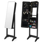 Mirror Jewellery Cabinet Organiser LED 146cm BLACK - Health & Beauty > Cosmetic Storage > Makeup Organisation & Storage