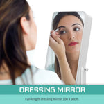 Mirror Jewellery Cabinet Organiser LED 146cm WHITE - Health & Beauty > Cosmetic Storage > Makeup Organisation & Storage