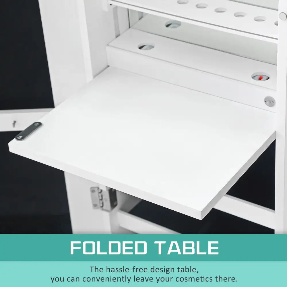 Mirror Jewellery Cabinet Organiser LED 146cm WHITE - Health & Beauty > Cosmetic Storage > Makeup Organisation & Storage