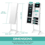 Mirror Jewellery Cabinet Organiser LED 146cm WHITE - Health & Beauty > Cosmetic Storage > Makeup Organisation & Storage