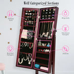 Mirror Jewellery Cabinet Storage Organiser LUVO 146cm WALNUT - Health & Beauty > Cosmetic Storage > Makeup Organisation
