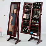 Mirror Jewellery Cabinet Storage Organiser LUVO 146cm WALNUT - Health & Beauty > Cosmetic Storage > Makeup Organisation