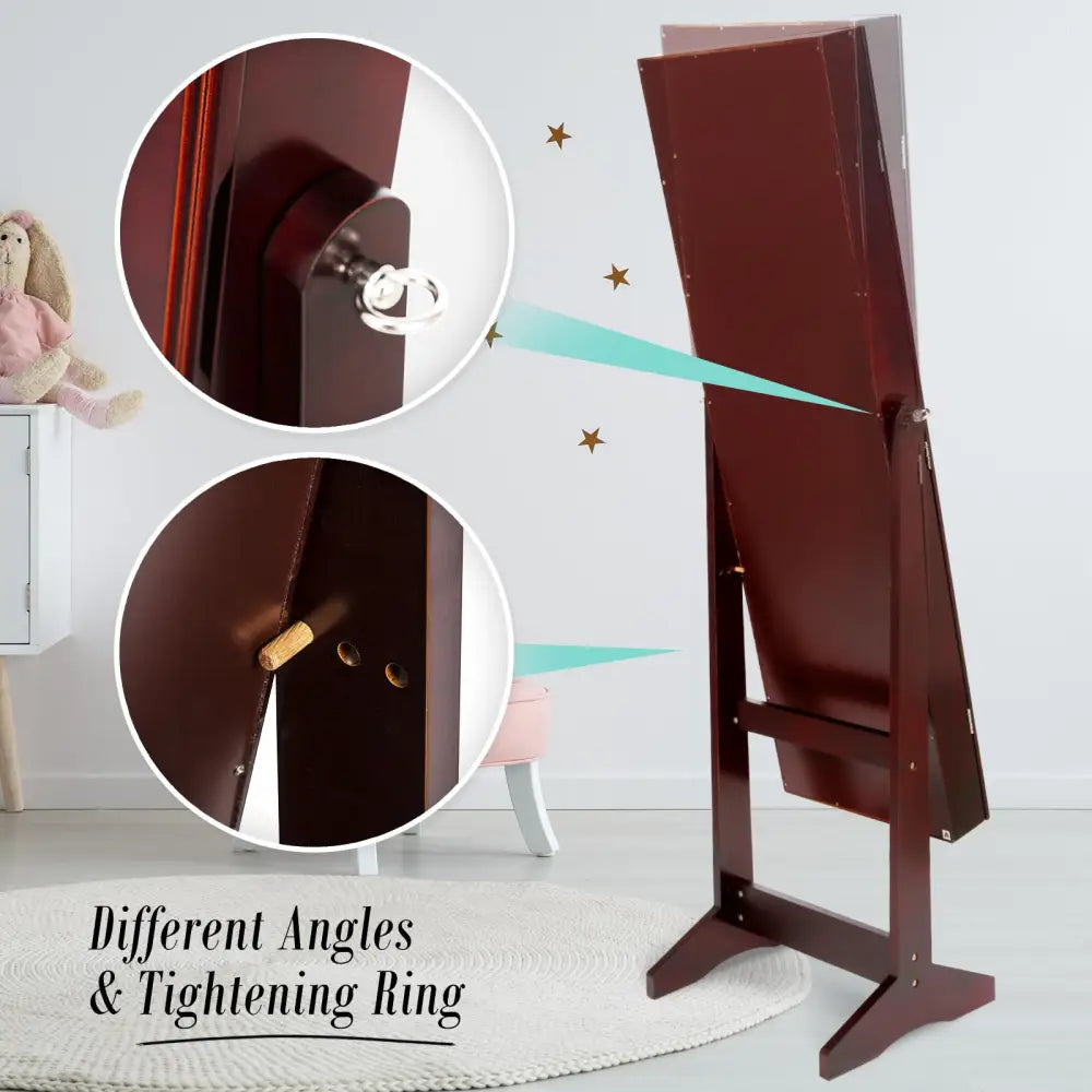 Mirror Jewellery Cabinet Storage Organiser LUVO 146cm WALNUT - Health & Beauty > Cosmetic Storage > Makeup Organisation