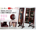 Mirror Jewellery Cabinet Storage Organiser LUVO 146cm WALNUT - Health & Beauty > Cosmetic Storage > Makeup Organisation