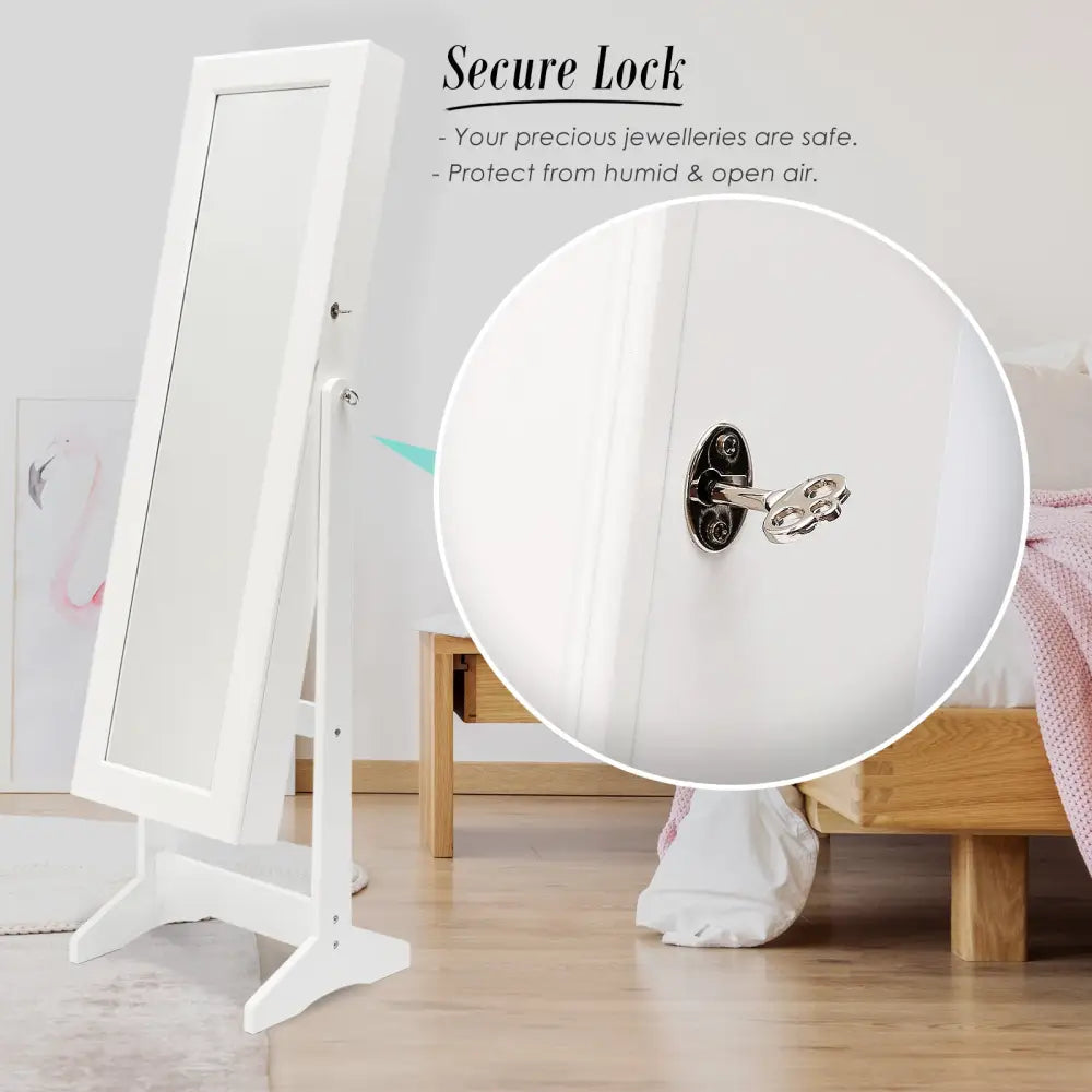 Mirror Jewellery Cabinet Storage Organiser LUVO 146cm WHITE - Health & Beauty > Cosmetic Storage > Makeup Organisation