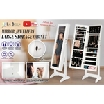 Mirror Jewellery Cabinet Storage Organiser LUVO 146cm WHITE - Health & Beauty > Cosmetic Storage > Makeup Organisation