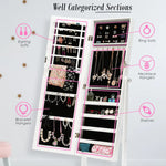Mirror Jewellery Cabinet Storage Organiser LUVO 146cm WHITE - Health & Beauty > Cosmetic Storage > Makeup Organisation