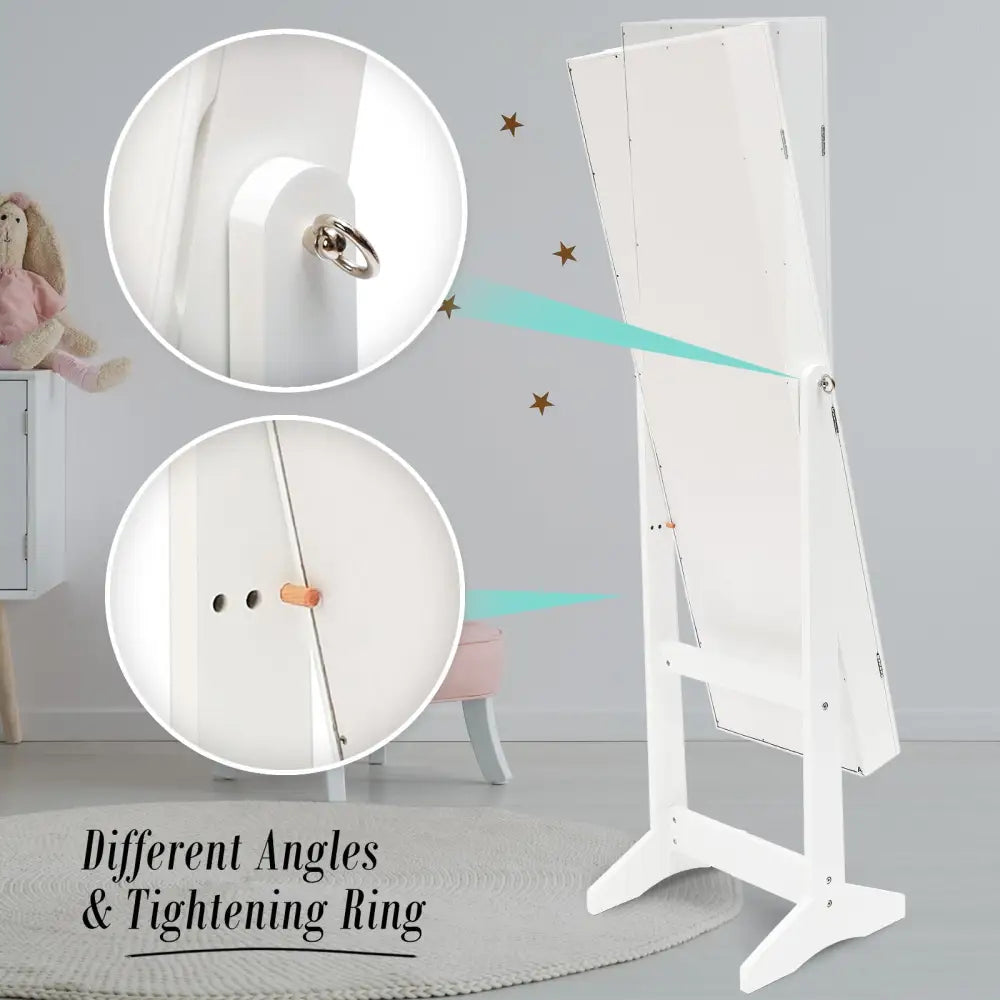 Mirror Jewellery Cabinet Storage Organiser LUVO 146cm WHITE - Health & Beauty > Cosmetic Storage > Makeup Organisation