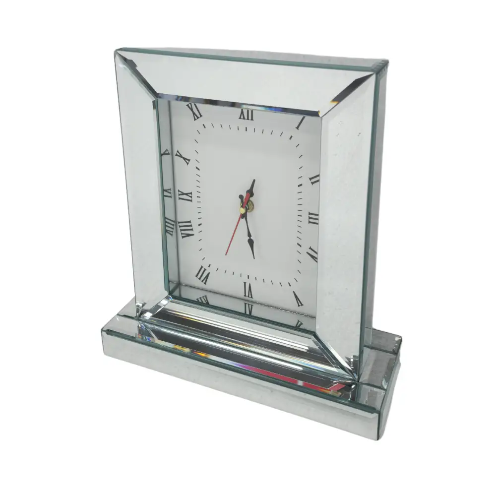 Mirrored Table Clock - Silver - Home & Garden > Decor
